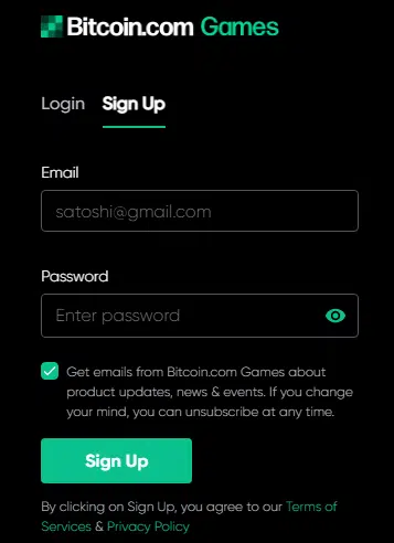 Bitcoin.com Games Sign Up Process Bitcoin.com Games Sign Up Process