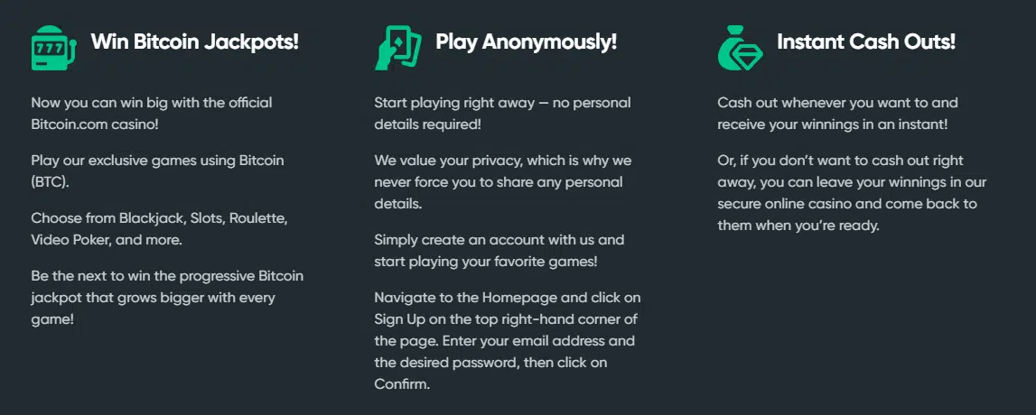 Features of Bitcoin.com Games Features of Bitcoin.com Games