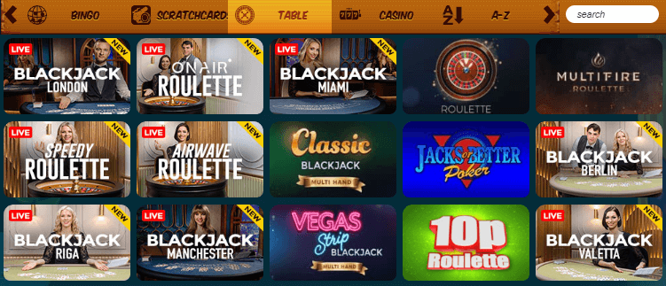 Amazon Slots - Table Games