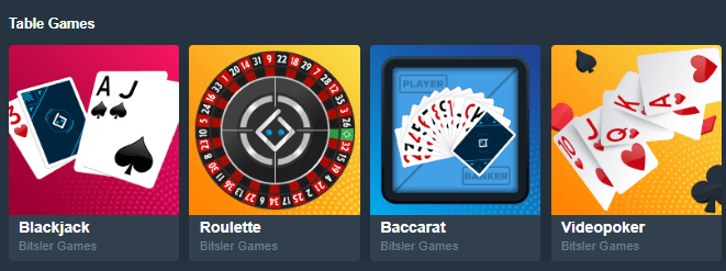 Bitsler Casino Table Games