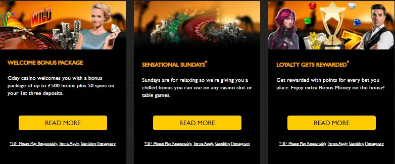 Gday Casino Bonuses and Promotions