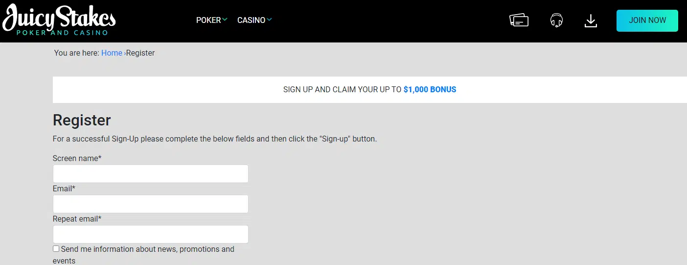 Juicy Stakes Casino Sign Up Process Juicy Stakes Casino Sign Up Process