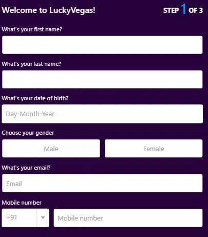 Lucky Vegas Casino - Registration Process Lucky Vegas Casino - Registration Process
