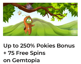 Up To 250% Pokies Bonus + 75 FS by Aussie Play Casino