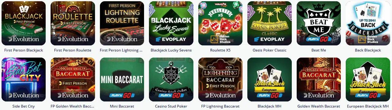 Vulkan Vegas Table Games Vulkan Vegas Table Games