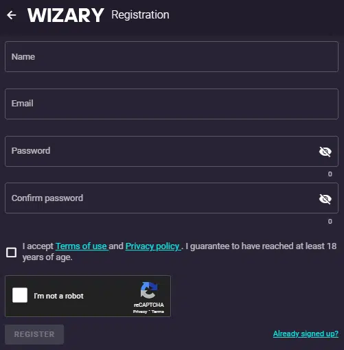 Wizary Casino Registration Process Wizary Casino Registration Process