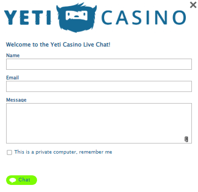 Yeti Casino Live Chat Support