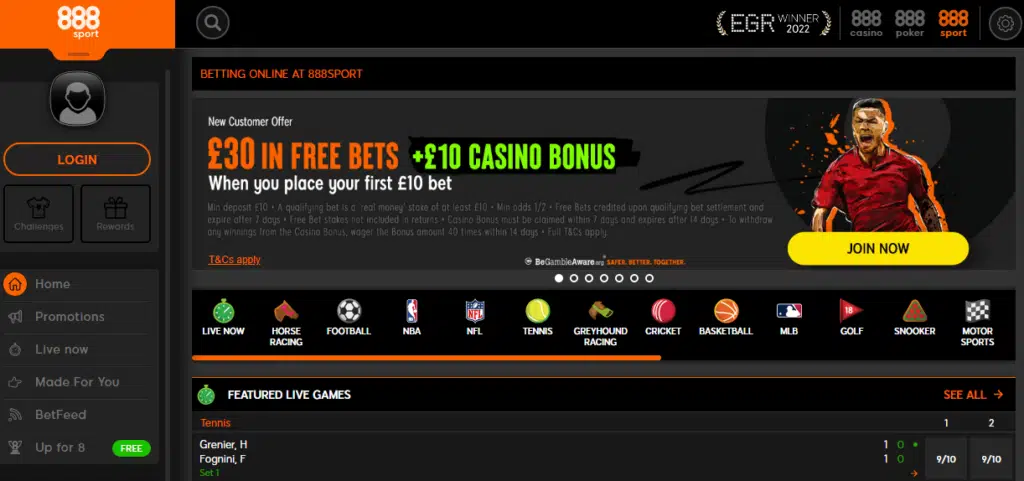 888sport User Interface