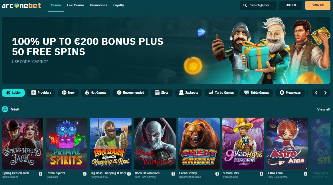 arcanebet Casino User Interface arcanebet Casino User Interface