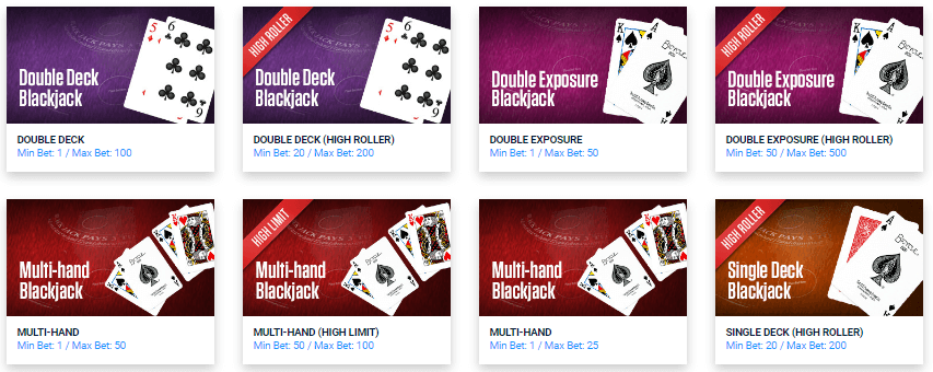 BetUS Blackjack Games