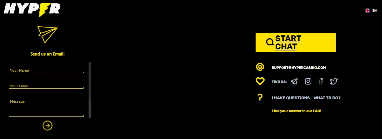 Hyper Casino Customer Support