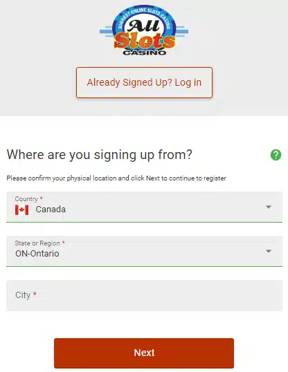 all slots casino sign up process all slots casino sign up process