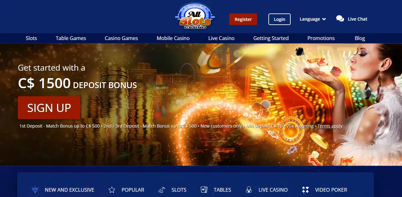 All Slots Casino User Interface All Slots Casino User Interface