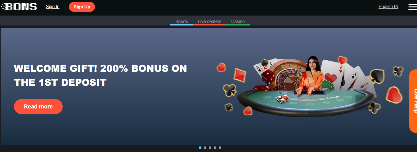 Bons Casino User Interface