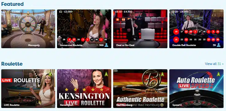 PlayFrank Live Casino Games