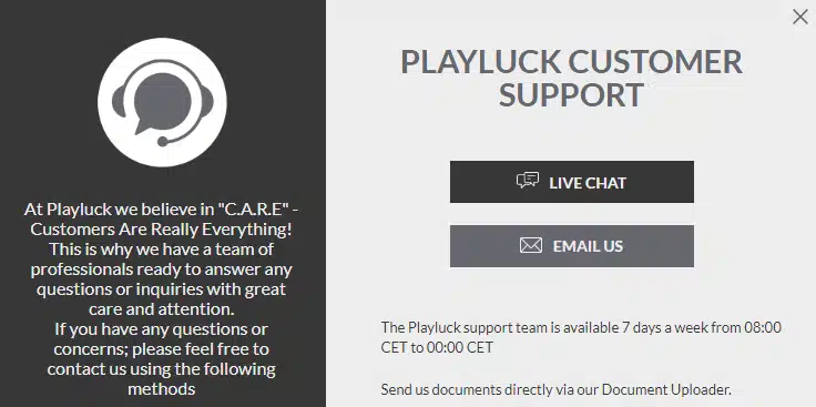 Playluck Casino Customer Support Playluck Casino Customer Support