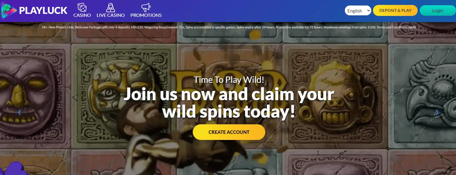 Playluck Casino User Interface Playluck Casino User Interface