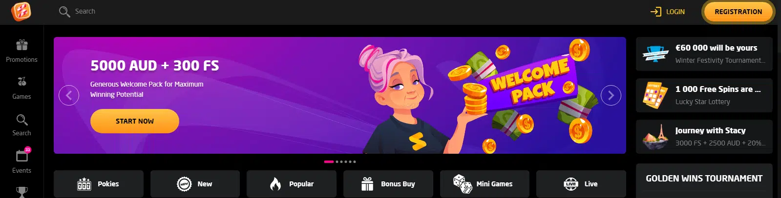 Stay Casino User Interface