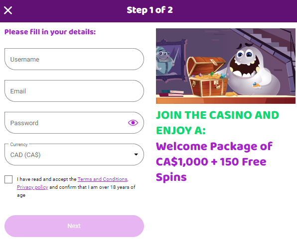 Boo Casino Sign Up Process