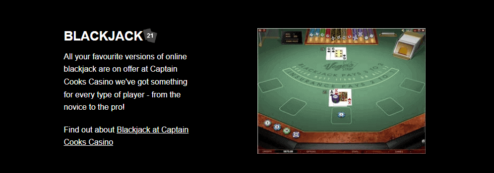 Captain Cooks Casino Blackjack Games