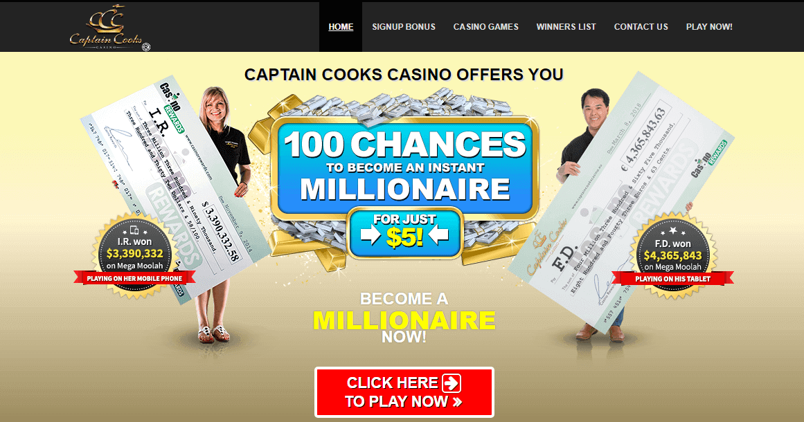 Captain Cooks Casino User Interface