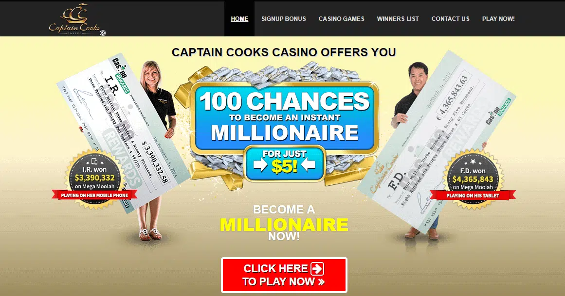 Captain Cooks Casino User Interface Captain Cooks Casino User Interface