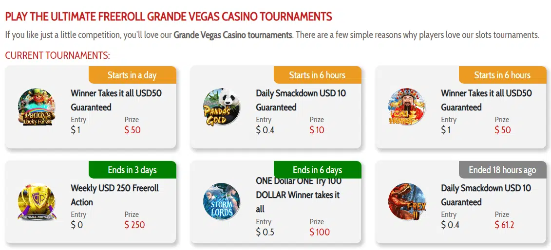 Grande Vegas Casino Tournaments