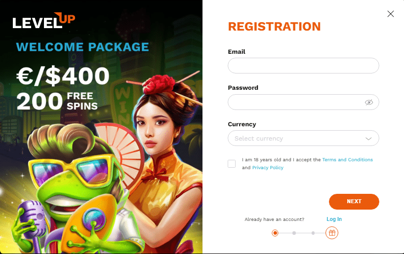 LevelUp Casino Sign Up Process