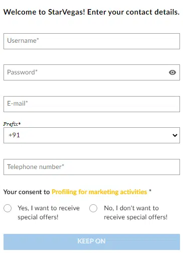 StarVegas Casino Sign Up Process StarVegas Casino Sign Up Process