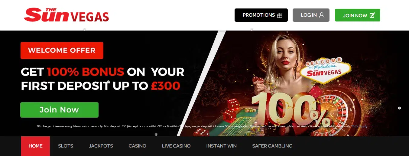 The Sun Vegas Casino User Interface