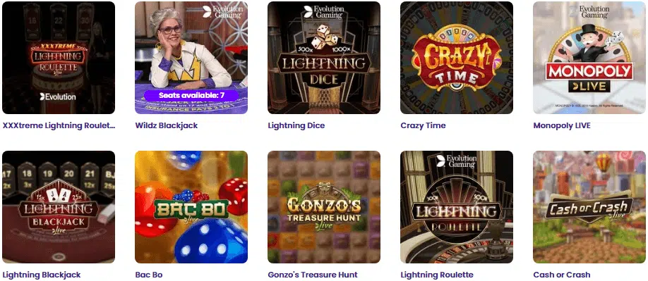 Wildz Live Casino Games