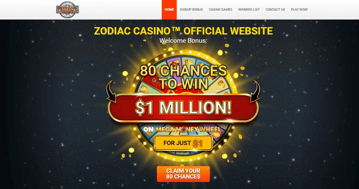 Zodiac Casino User Interface