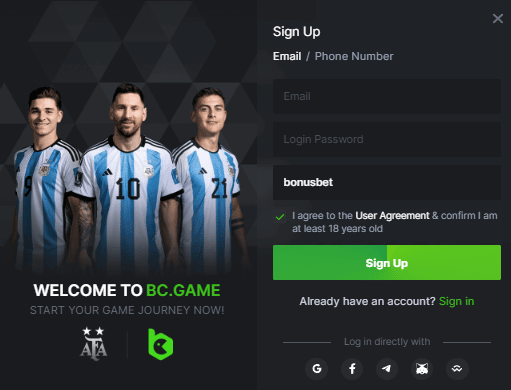 BC.Game Sign Up Process BC.Game Sign Up Process
