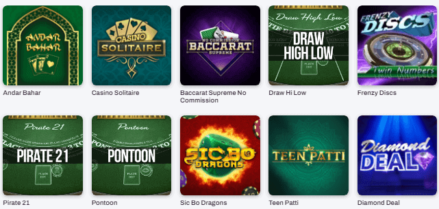 BetWarrior Casino Table Games