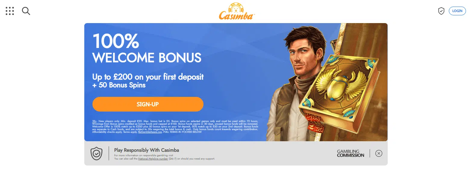 Casimba Casino User Interface Casimba Casino User Interface