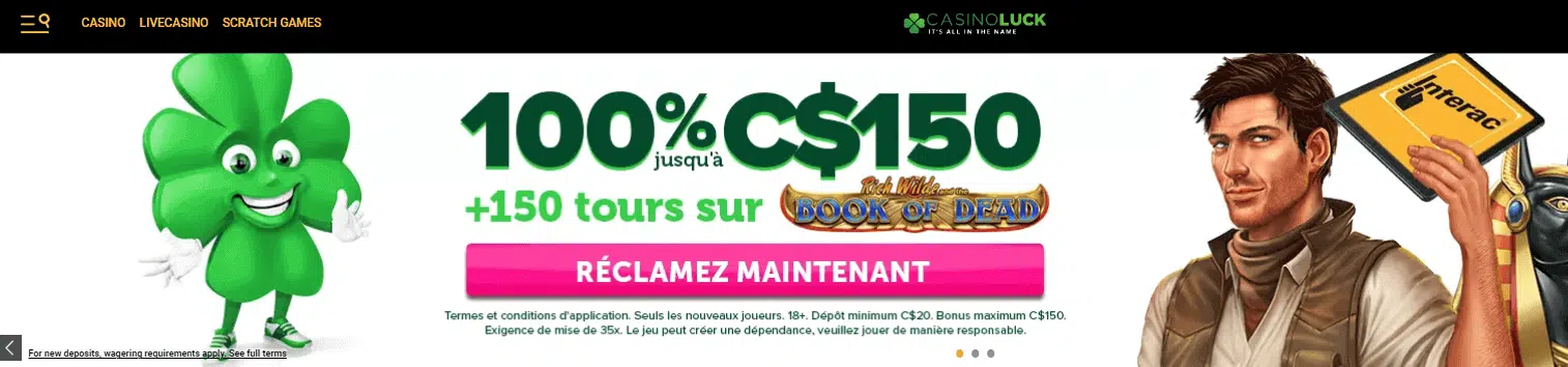 CasinoLuck Casino User Interface