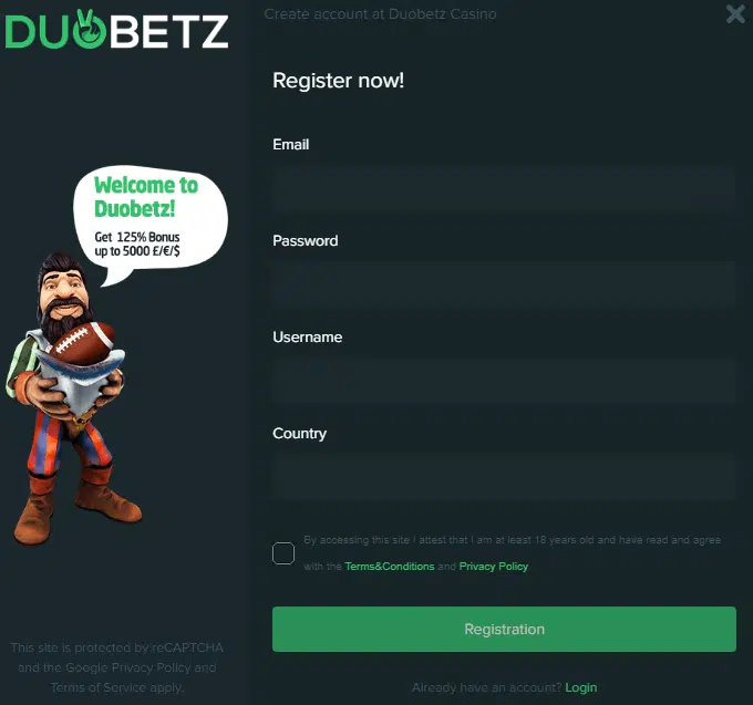 Duobetz Casino Sign Up Process