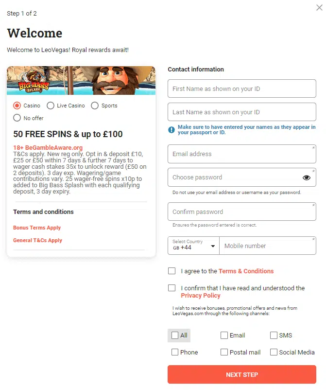 LeoVegas Casino Sign Up Process LeoVegas Casino Sign Up Process