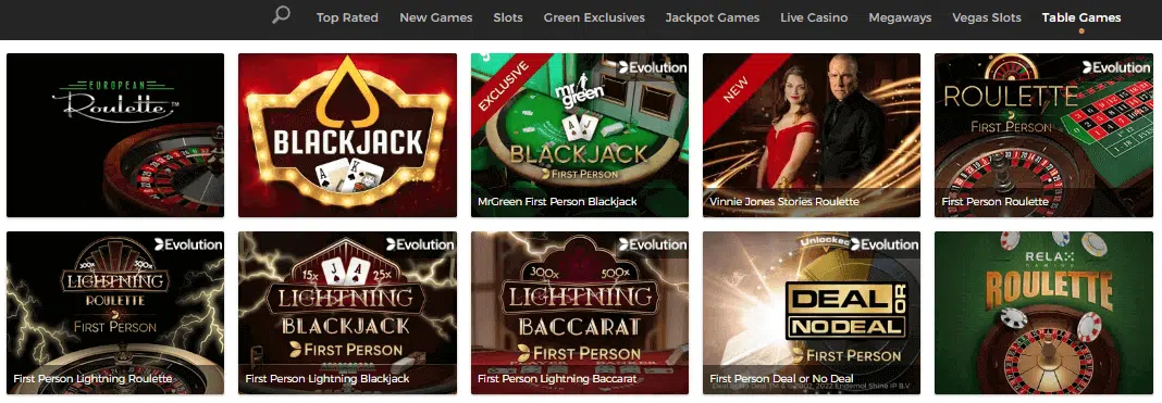 Mr Green Casino - Table Games Mr Green Casino - Table Games