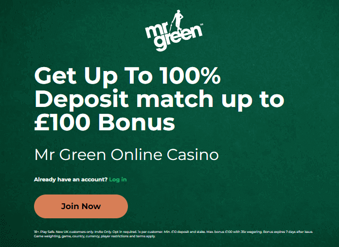 Mr Green Casino Welcome Bonus