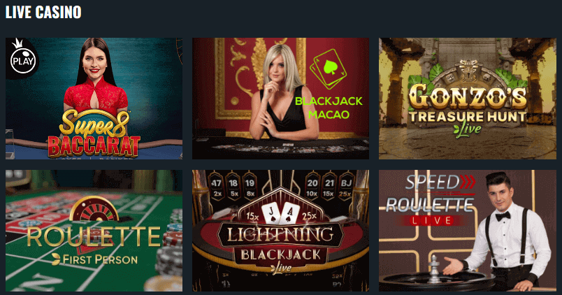 PlayFast Casino Live Casino Games