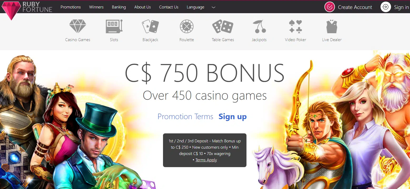 Ruby Fortune Casino User Interface Ruby Fortune Casino User Interface