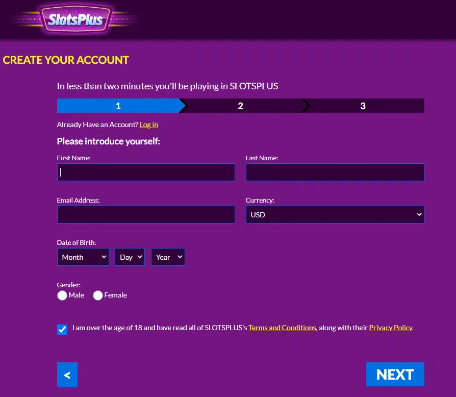 Slots Plus Casino - Sign Up Process Slots Plus Casino - Sign Up Process