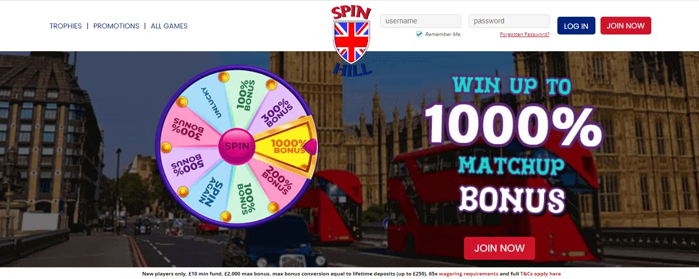 Spin Hill Casino - User Interface Spin Hill Casino - User Interface