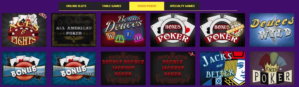 Video Poker Games by High Country Casino