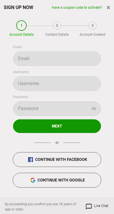 Zodiacbet Casino - Sign Up Process