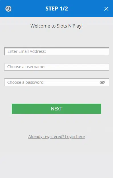 Slots n'Play Casino Sign Up Process Slots n'Play Casino Sign Up Process