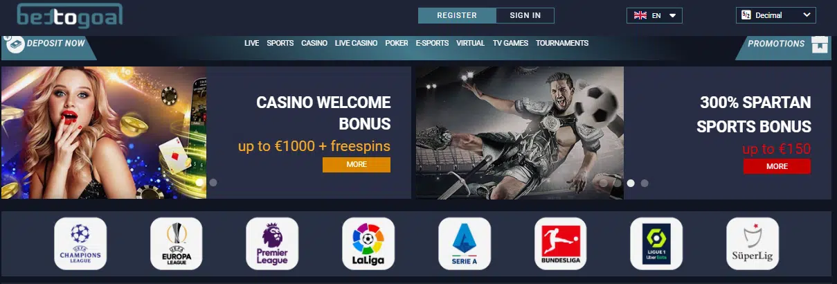 Bettogoal Casino User Interface Bettogoal Casino User Interface