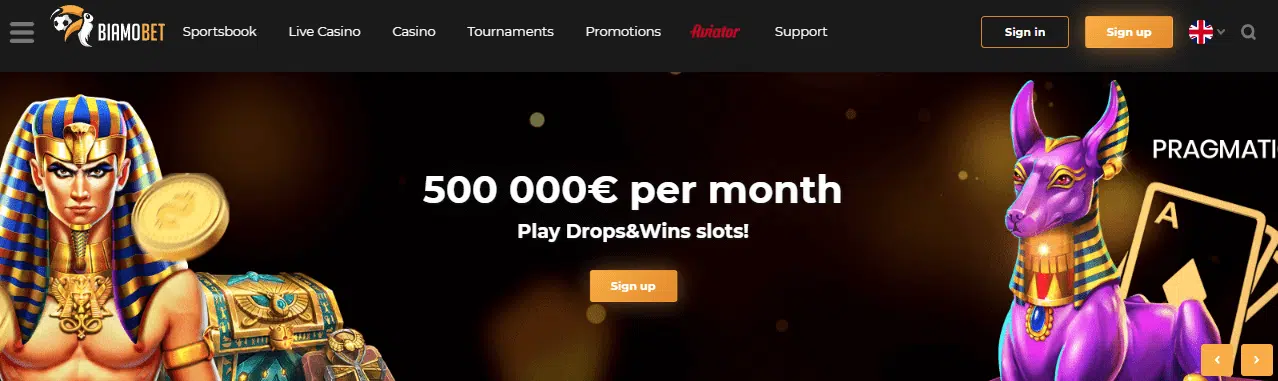 BiamoBet Casino User Interface BiamoBet Casino User Interface