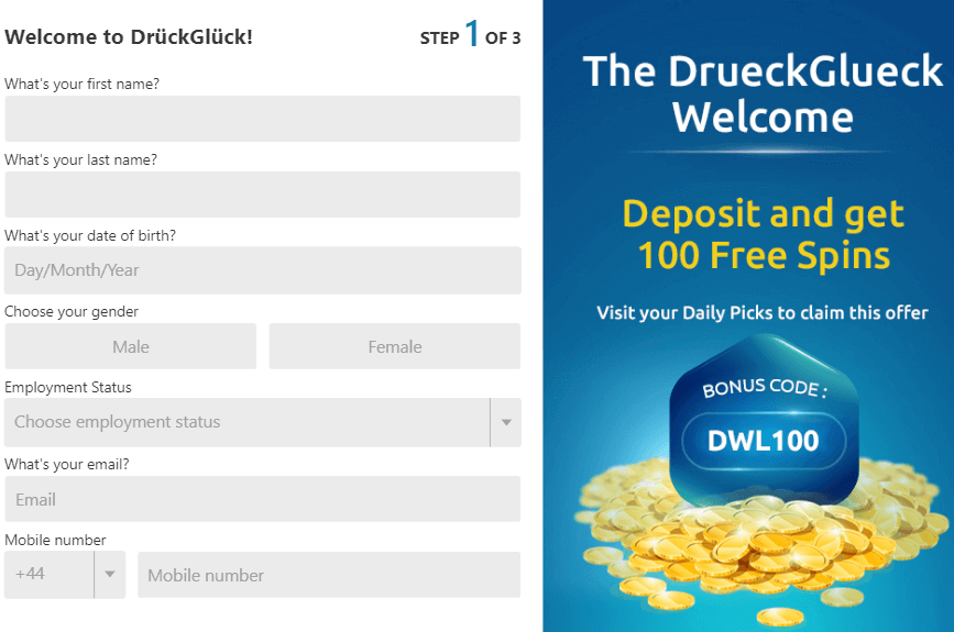 DrueckGlueck Casino Sign Up Process